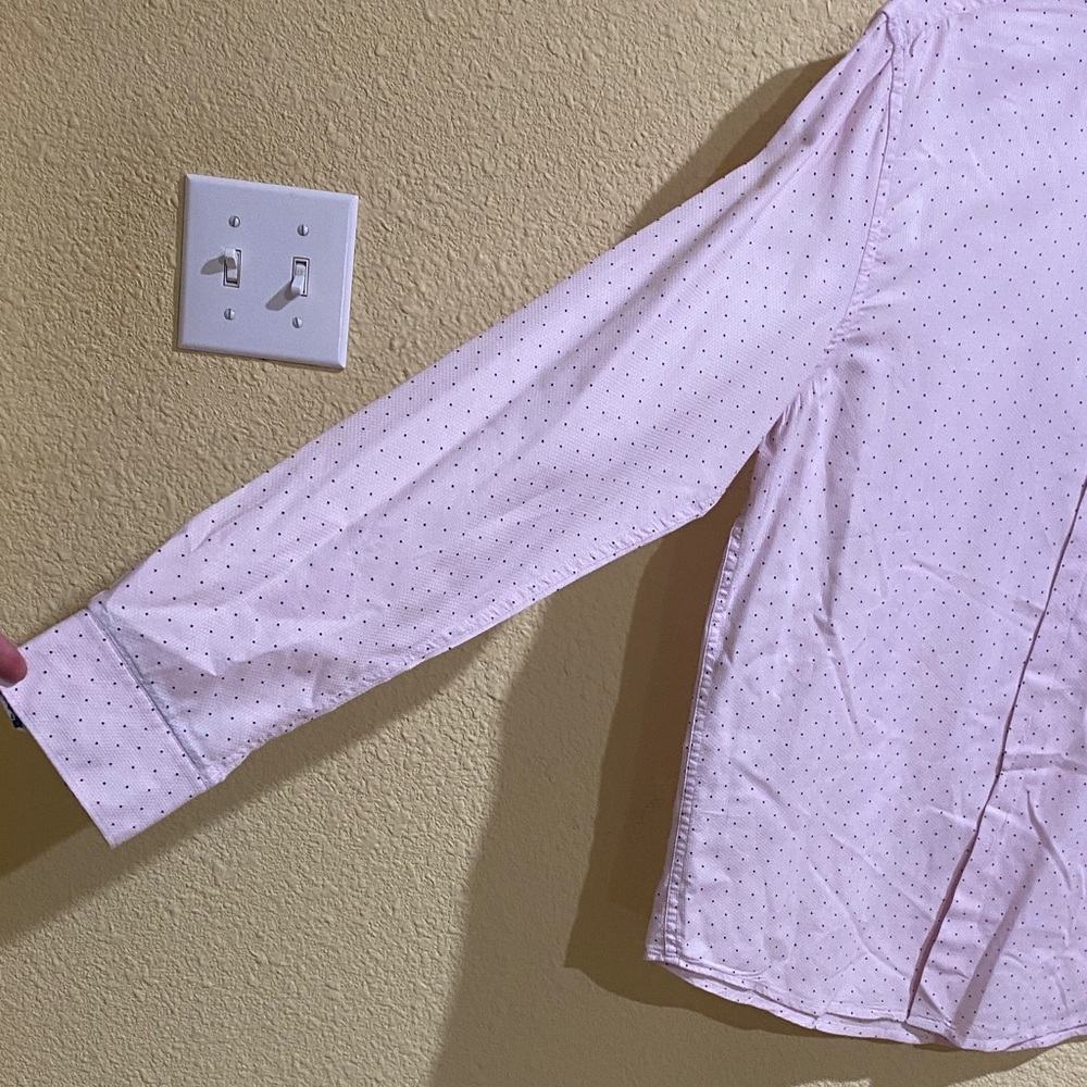 Elegant Light Pink Polka Dot Dress Shirt - Picture 3 of 6